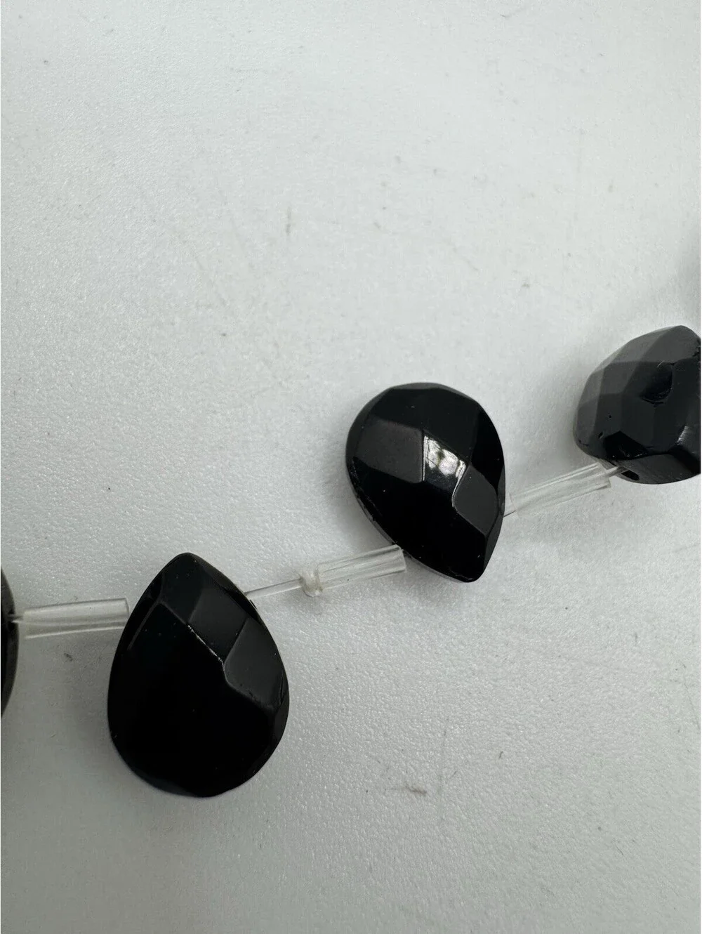 2 Strand Of 16 (32 Total) Black Onyx Faceted Beads - NOS